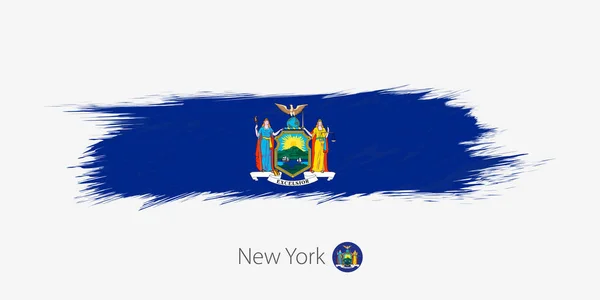 Прапор Штату Нью Йорк Нас Гранж Абстрактних Штрих Сірий Фон — стоковий вектор