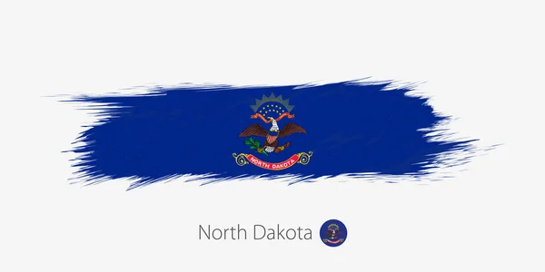 Bandera Del Estado Dakota Del Norte Golpe Cepillo Abstracto Grunge — Vector de stock