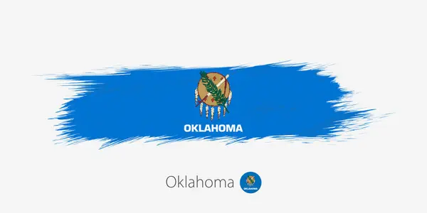 Bandera Del Estado Oklahoma Pincelada Abstracta Grunge Sobre Fondo Gris — Vector de stock