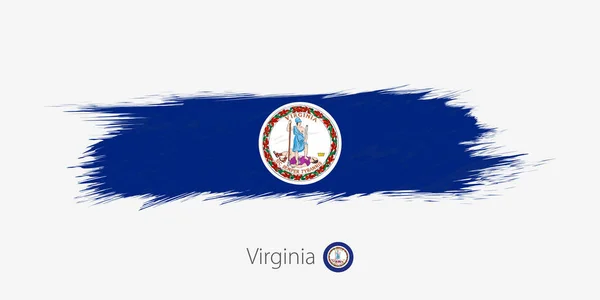 バージニア州私たち状態 灰色の背景にグランジ抽象的なブラシ ストロークの旗 ベクトル図 — ストックベクタ