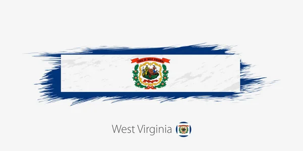 Bandeira West Virginia State Grunge Pincel Abstrato Sobre Fundo Cinzento —  Vetores de Stock