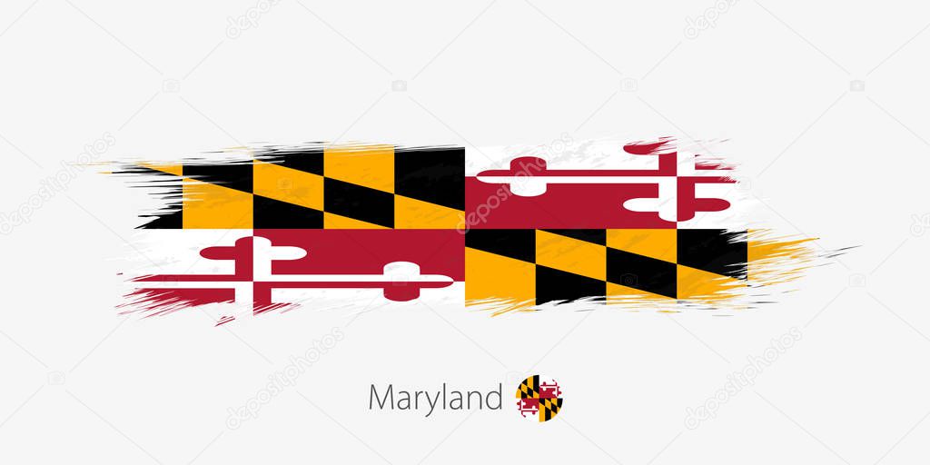 Flag of Maryland US State, grunge abstract brush stroke on gray background.Vector illustration.