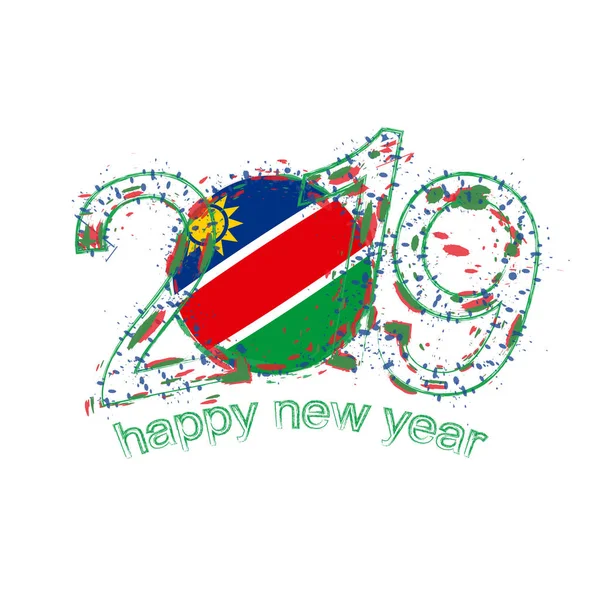 Šťastný Nový Rok 2019 Vlajka Namibie Holiday Grunge Vektorové Ilustrace — Stockový vektor
