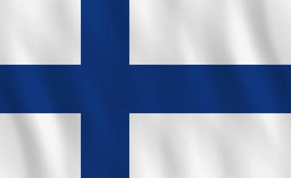 Bandera Finlandia Con Efecto Ondulante Proporción Oficial — Vector de stock
