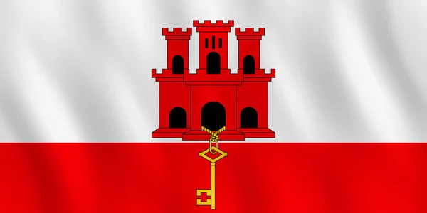 Gibraltar Flag Waving Effect Official Proportion — Stock Vector