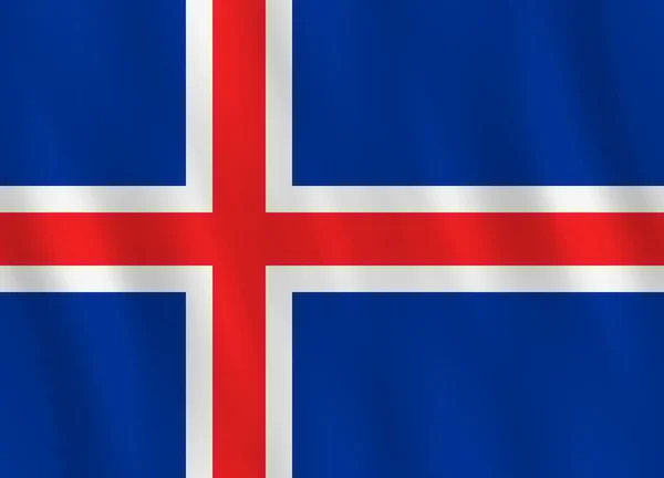 Bandera Islandia Con Efecto Ondulante Proporción Oficial — Vector de stock