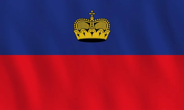 Liechtenstein Flag Waving Effect Official Proportion — Stock Vector