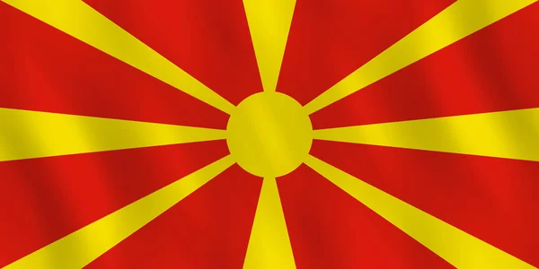 Флаг Македонии Эффектом Размахивания Официальная Пропорция — стоковый вектор
