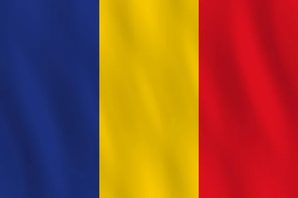 Romanya Bayrağı Sallayarak Etkisi Resmi Oran Ile — Stok Vektör