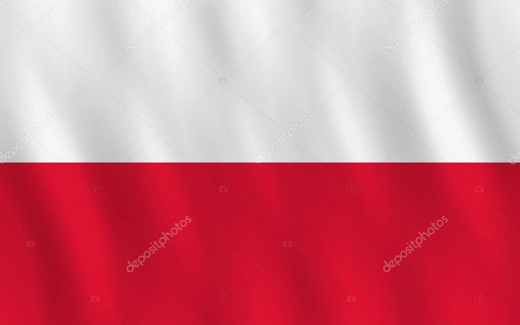 Poland flag with waving effect, official proportion.