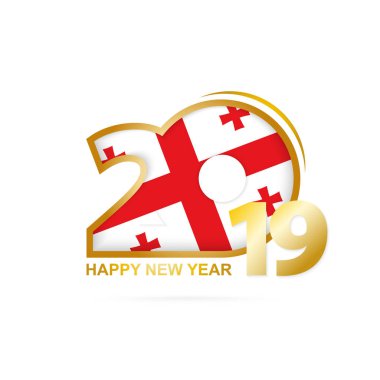 Yıl 2019 Georgia Flag desenli. Mutlu yeni yıl tasarım. Vektör çizim.