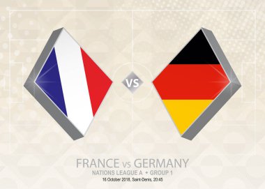 Fransa rakip Almanya, Lig A, Grup 1. Europe futbol rekabet bej futbol arka plan üzerinde.