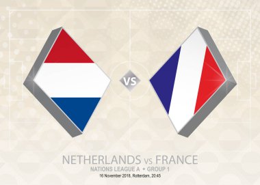Hollanda – Fransa, Lig A, Grup 1. Europe futbol rekabet bej futbol arka plan üzerinde.