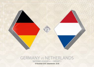 Almanya vs Hollanda Ligi A grubu 1. Europe futbol rekabet bej futbol arka plan üzerinde.