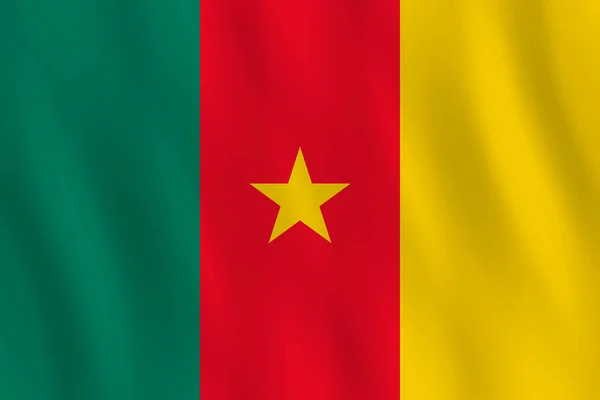 Καμερούν Σημαία Κυματίζει Επίδραση Επίσημο Ποσοστό — Διανυσματικό Αρχείο