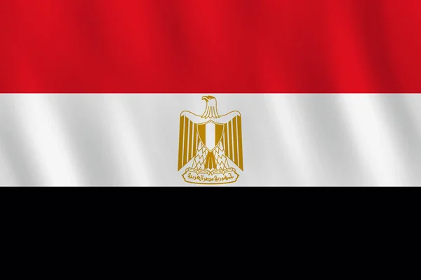 Egitto Bandiera Con Effetto Sventolante Proporzione Ufficiale — Vettoriale Stock
