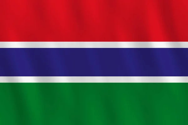 Bandera Gambia Con Efecto Ondulante Proporción Oficial — Vector de stock