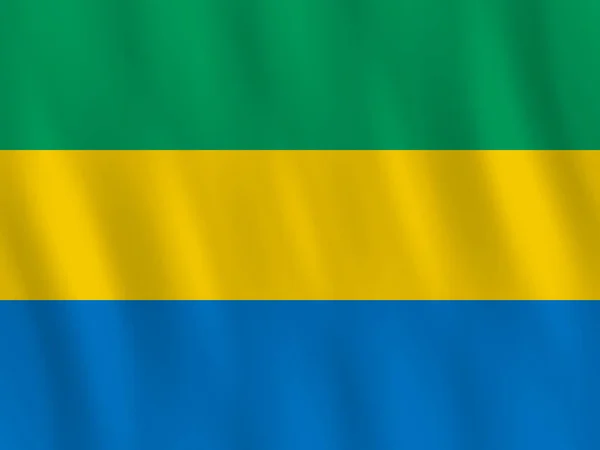 Gabons Flagga Med Viftande Effekt Officiella Andel — Stock vektor