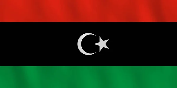 Libya Bayrağı Sallayarak Etkisi Resmi Oran Ile — Stok Vektör