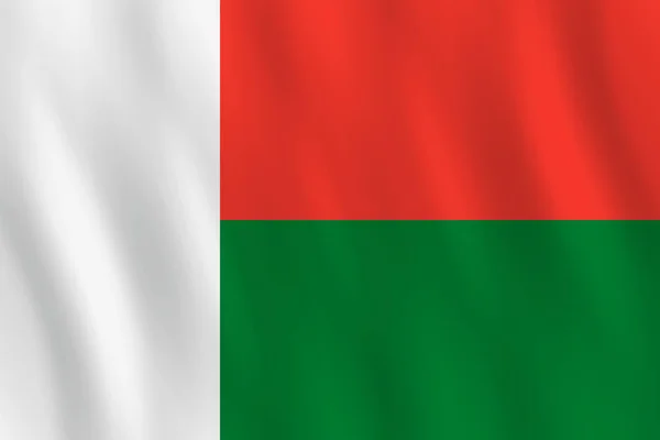 Vlajka Madagaskaru Vlající Vliv Oficiální Část — Stockový vektor