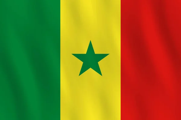 Σενεγάλη Σημαία Κυματίζει Επίδραση Επίσημο Ποσοστό — Διανυσματικό Αρχείο