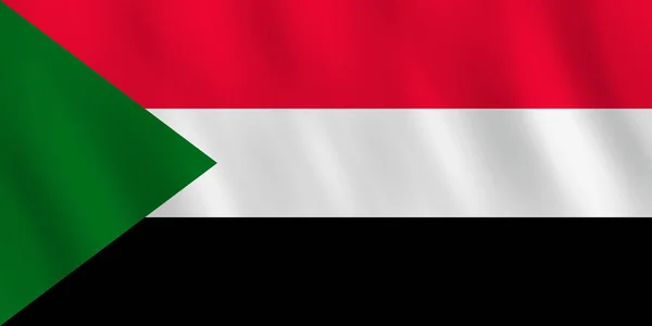 Bandiera Sudan Con Effetto Sventolante Proporzione Ufficiale — Vettoriale Stock