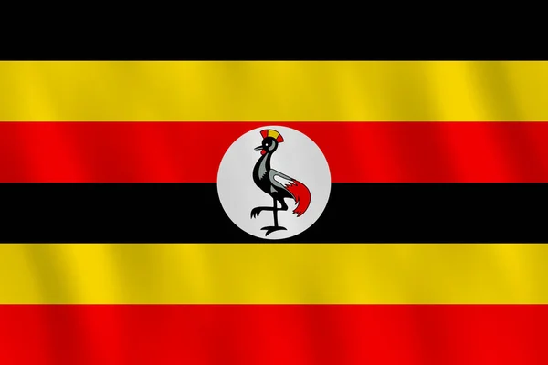 Флаг Уганды Эффектом Размахивания Официальная Пропорция — стоковый вектор