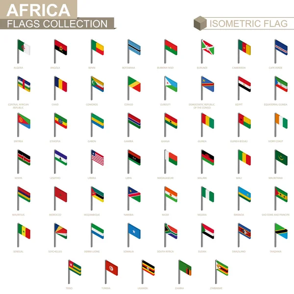 等尺性のフラグ コレクション アフリカの国々 — ストックベクタ