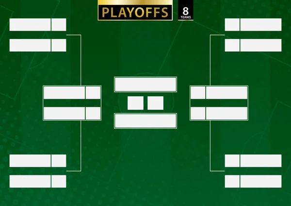 Soporte de torneo para 8 equipos sobre fondo de fútbol verde — Vector de stock