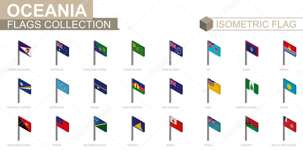 Isometric flag collection, countries of Oceania