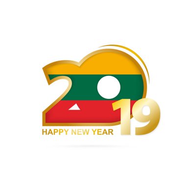 Yıl 2019 Litvanya bayrak desenli. Mutlu yeni yıl tasarım. Vektör çizim.