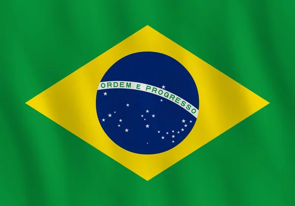 Bandiera Brasile Con Effetto Sventolante Proporzione Ufficiale — Vettoriale Stock