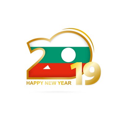 Yıl 2019 Bulgaristan bayrak desenli. Mutlu yeni yıl tasarım. Vektör çizim.