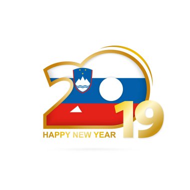 Yıl 2019 Slovenya bayrak desenli. Mutlu yeni yıl tasarım. Vektör çizim.