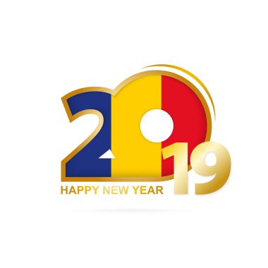 Yıl 2019 Romanya bayrak desenli. Mutlu yeni yıl tasarım. Vektör çizim.