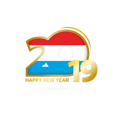 Yıl 2019 Lüksemburg bayrak desenli. Mutlu yeni yıl tasarım. Vektör çizim.