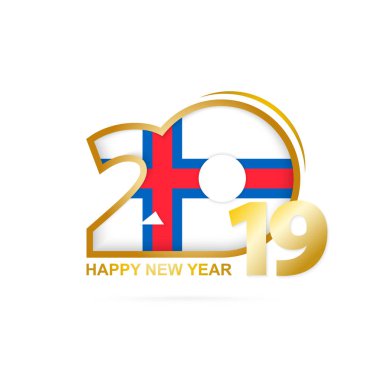 Yıl 2019 Faroe Adaları bayrak desenli. Mutlu yeni yıl tasarım. Vektör çizim.