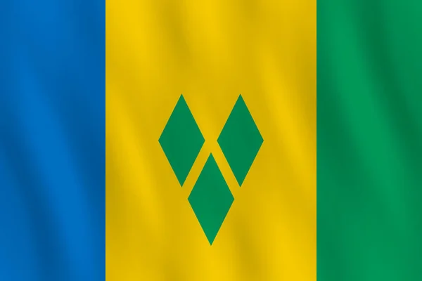 Bandera San Vicente Las Granadinas Con Efecto Ondulante Proporción Oficial — Vector de stock