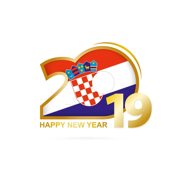 2019 Med Kroatien Flagga Mönster Gott Nytt Design Vektorillustration — Stock vektor