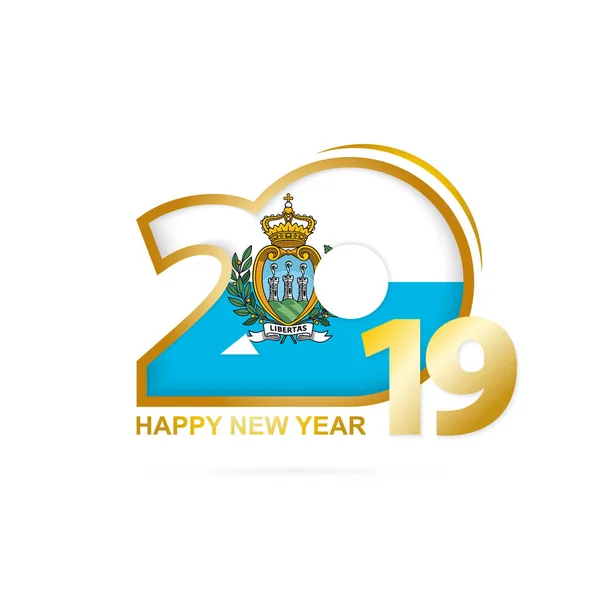 年2019以圣马力诺旗子样式 新年快乐的设计 矢量插图 — 图库矢量图片