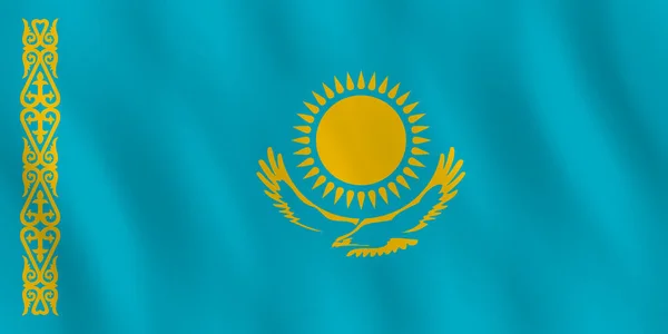 Kazakhstan Flag Waving Effect Official Proportion — Stock Vector