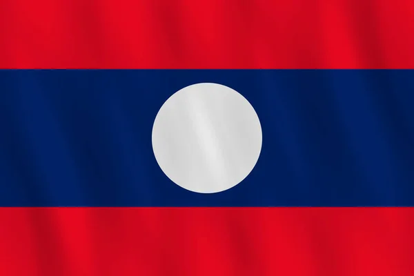 Bandeira Laos Com Efeito Ondulante Proporção Oficial — Vetor de Stock