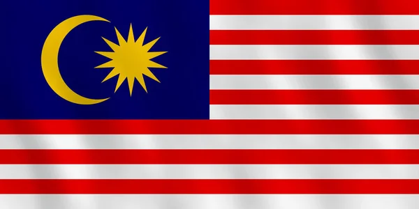 Bendera Malaysia Dengan Efek Melambai Proporsi Resmi - Stok Vektor