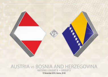 Avusturya – Bosna-Hersek, Lig B grubu 3. Europe futbol rekabet bej futbol arka plan üzerinde.