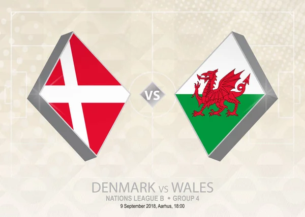 Dánia Wales League Csoport Európai Labdarúgó Verseny Futball Bézs Háttér — Stock Vector