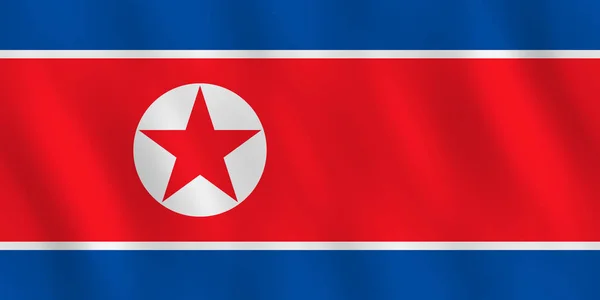 Kuzey Kore Bayrağı Sallayarak Etkisi Resmi Oran Ile — Stok Vektör