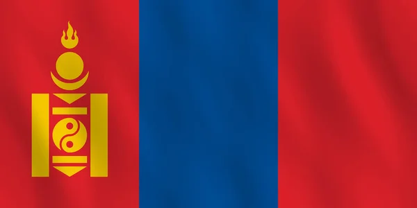 Mongolei Flagge Mit Wehender Wirkung Offizieller Anteil — Stockvektor