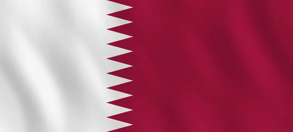 Drapeau Qatar Avec Effet Agitation Proportion Officielle — Image vectorielle