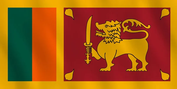 Bandeira Sri Lanka Com Efeito Ondulatório Proporção Oficial — Vetor de Stock