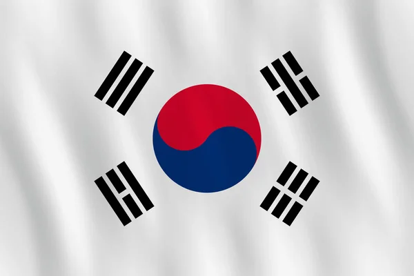 Corea Del Sud Bandiera Con Effetto Sventolante Proporzione Ufficiale — Vettoriale Stock